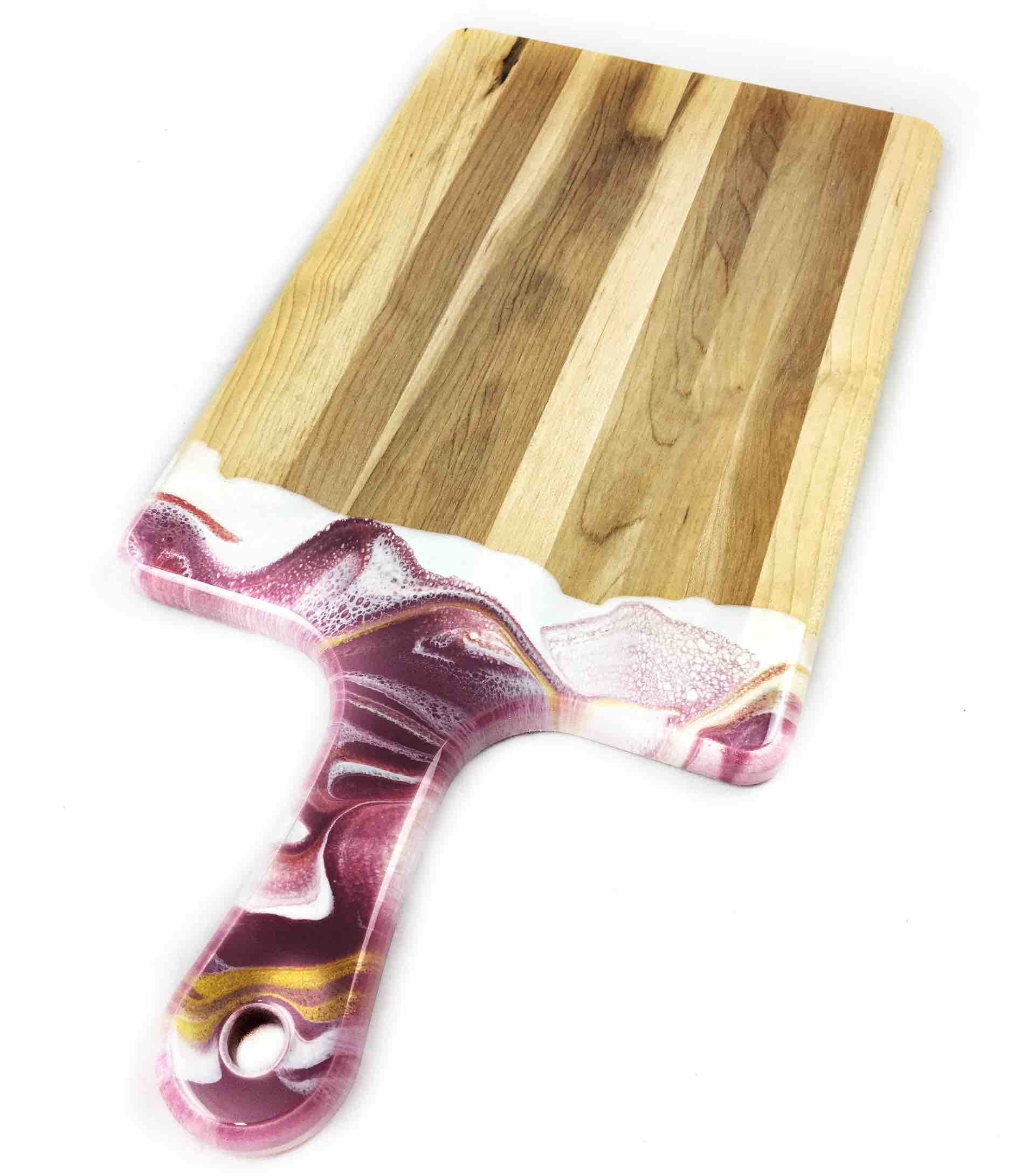 Lynn & Liana Cheeseboard with Dipped Handle | 10x20\" | Raspberry