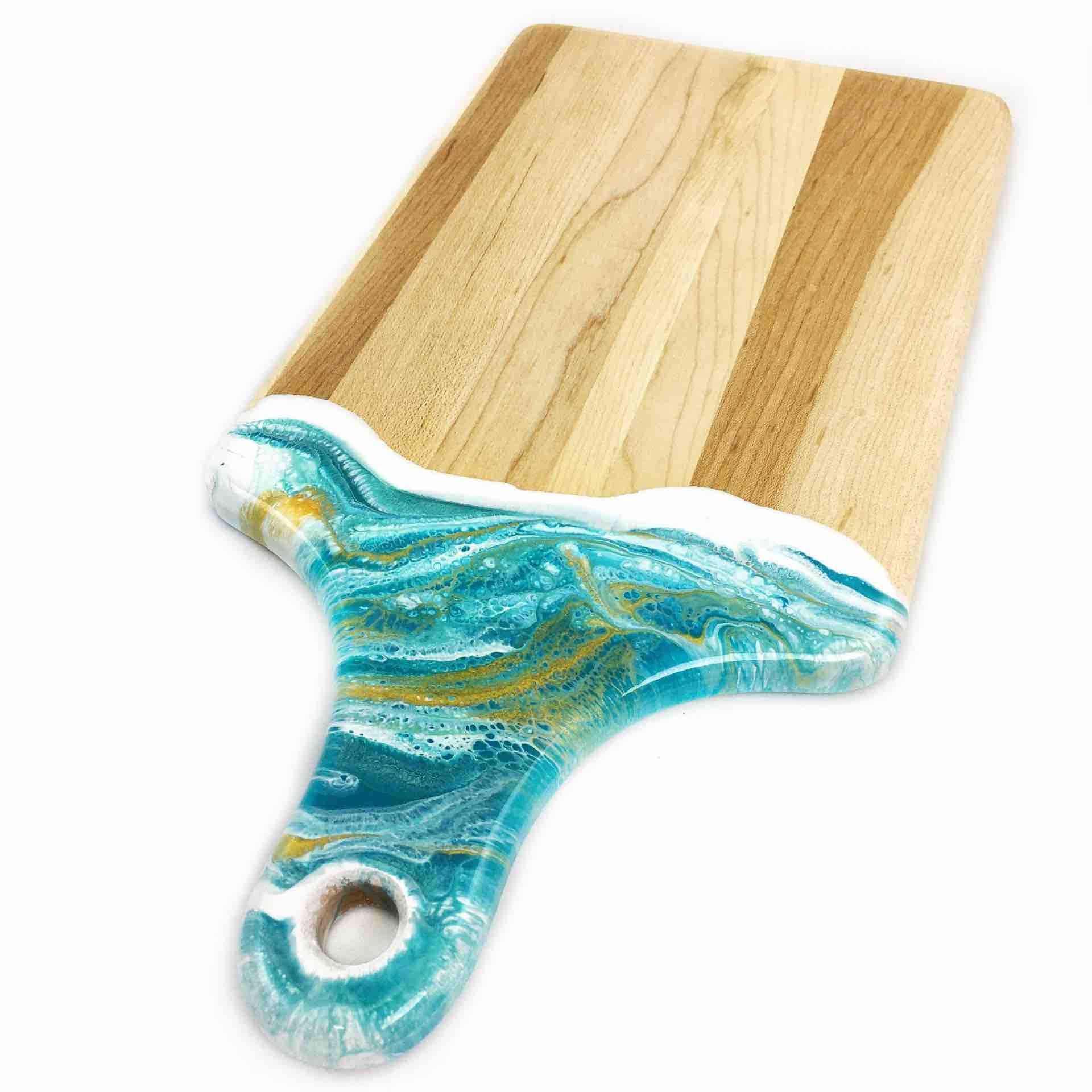 Lynn & Liana Cheeseboard with Dipped Handle | 7x14\" | Teal