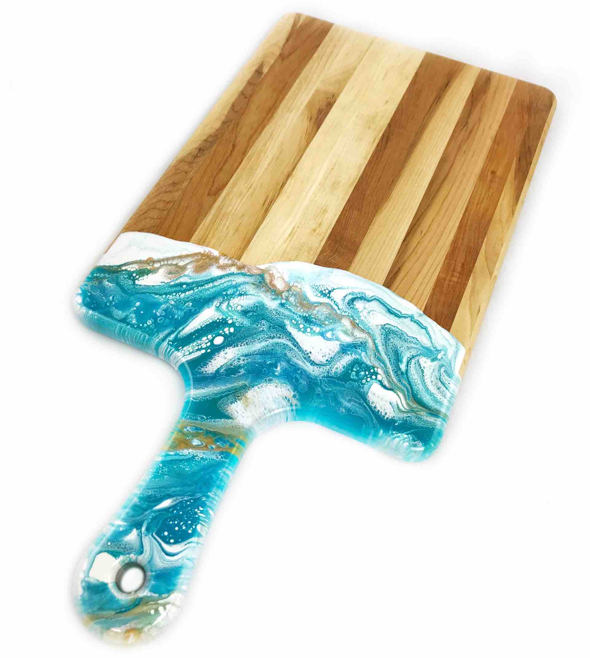 Lynn & Liana Cheeseboard with Dipped Handle | 10x20\" | Teal