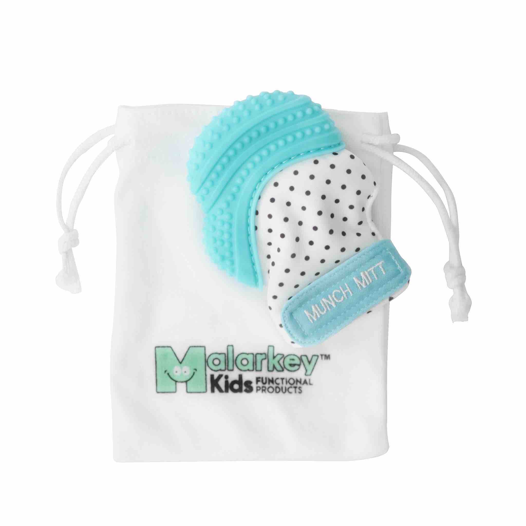 Munch Mitt | Aqua Blue Polka Dots