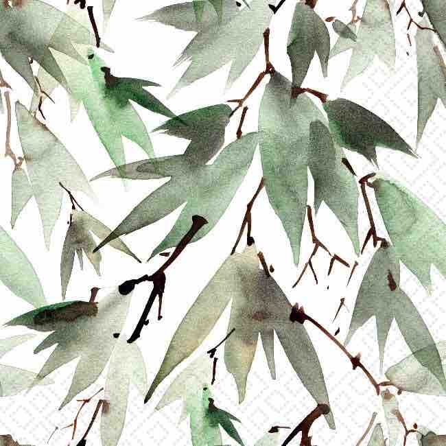 Luncheon Napkins | Watercolor Leaves Green 20pk