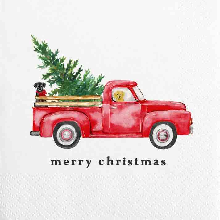 Quip Holiday Cocktail Napkins | Merry Christmas Truck 20pk