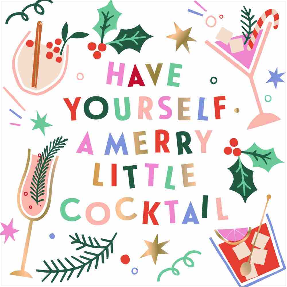 Quip Holiday Cocktail Napkins | Merry Peaceful Joyful 20pk