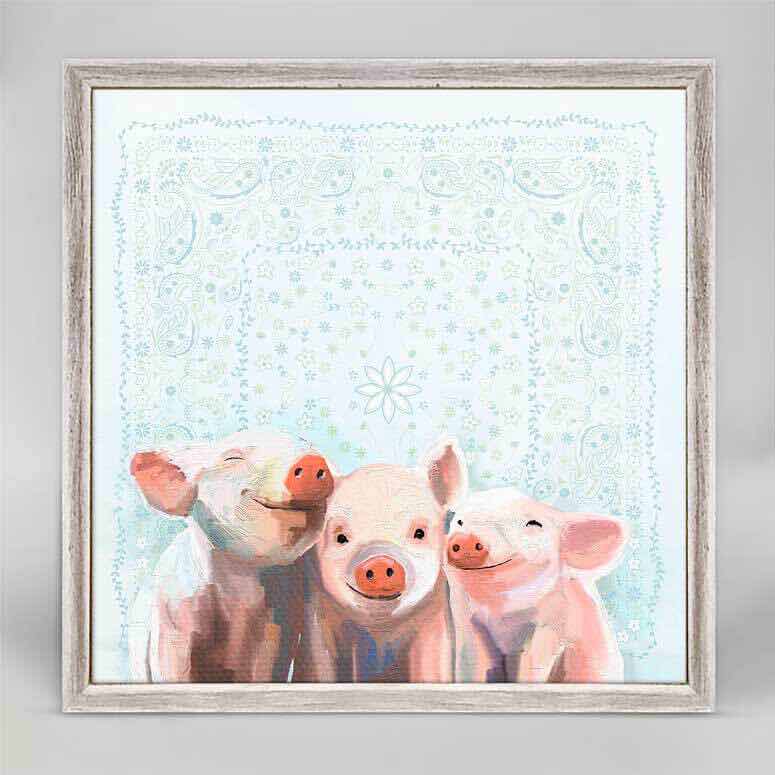 Framed Canvas | Three Little Piggies Bandana by Cathy Walters