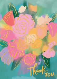 Thank You Card | Bouquet on Turquoise