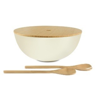 Pebbly Salad Bowl with Lid & Servers