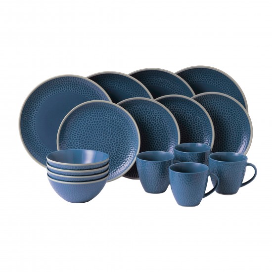 Gordon Ramsay MAZE GRILL Hammer Blue 16pc Dinnerware Set