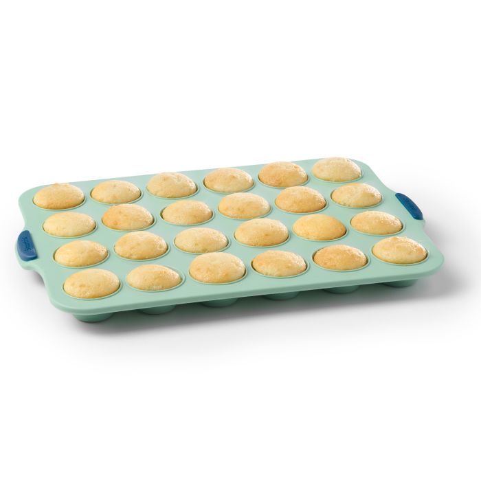 Silicone 24 Mini Muffin Pan | Integrated Metal Frame | SageGreen