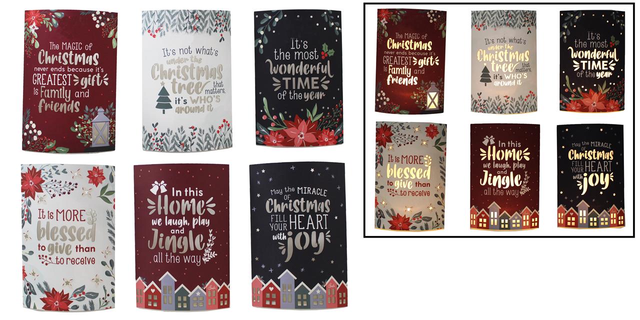 LED Lit Christmas Paper Decor Signs