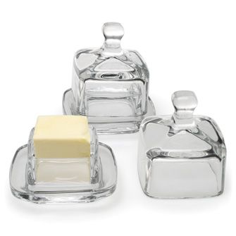 Square Glass Covered Butter Dish